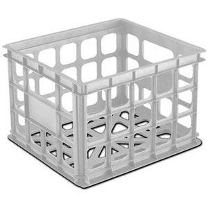 Sterilite 16929006 Stackable Storage Crate, Plastic, Black, 15-1/4 in L,  13-3/4 in W, 10-1/2 in H