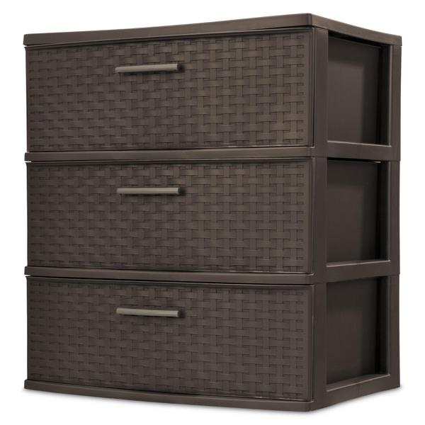 25306P01 STERILITE 3 DRAWER WIDE WEAVE TOWER ESPRESSO