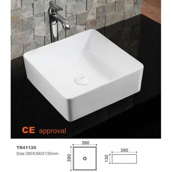 L' DEAUX TR41120-U10 PORCELAIN WASHBASIN 390X390X130MM MATT GREY